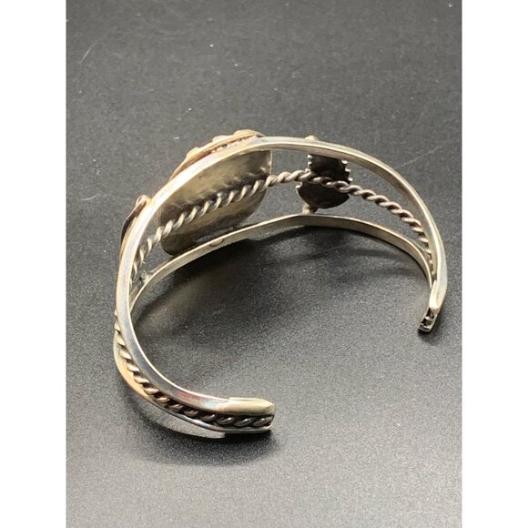 Native Cuff bracelet Mother of Pearl and Turquoise sterling silver bracelet - Picture 7 of 7